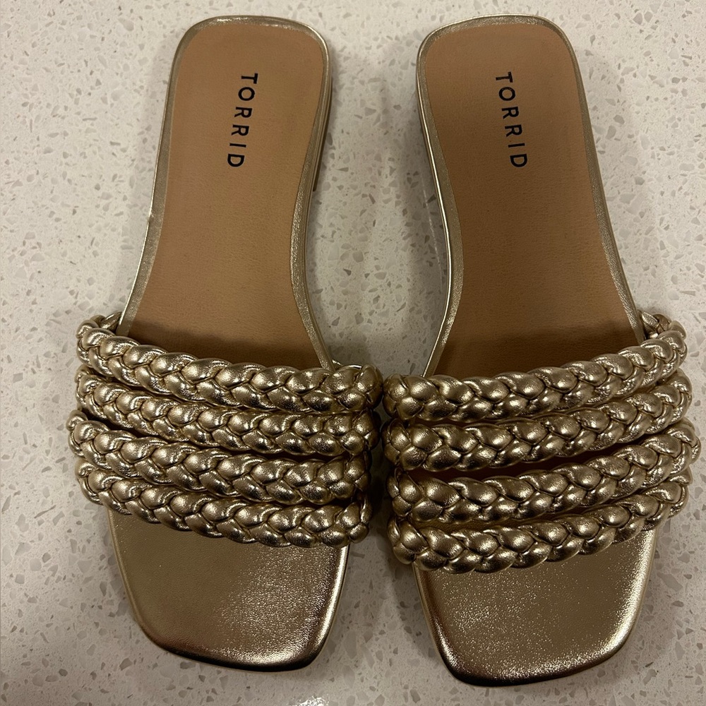 Torrid (Wide Width) Gold Braided Sandals